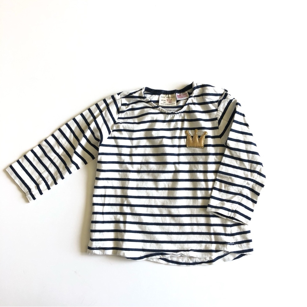 ZARA Navy Blue Stripe Cotton Long Sleeve